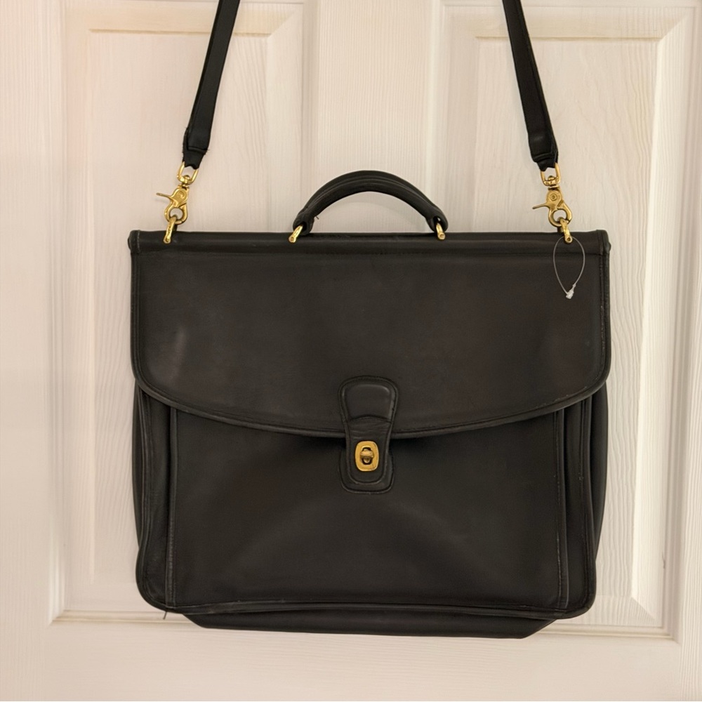 Coach Vintage Beekman Black Leather Briefcase Messenger Bag